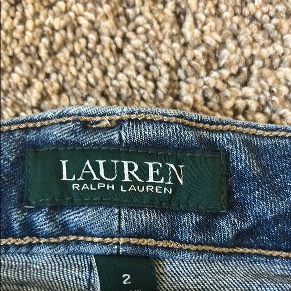 Ralph Lauren Blue Cropped Jeans with Embellished Hem - Picture 2 of 9